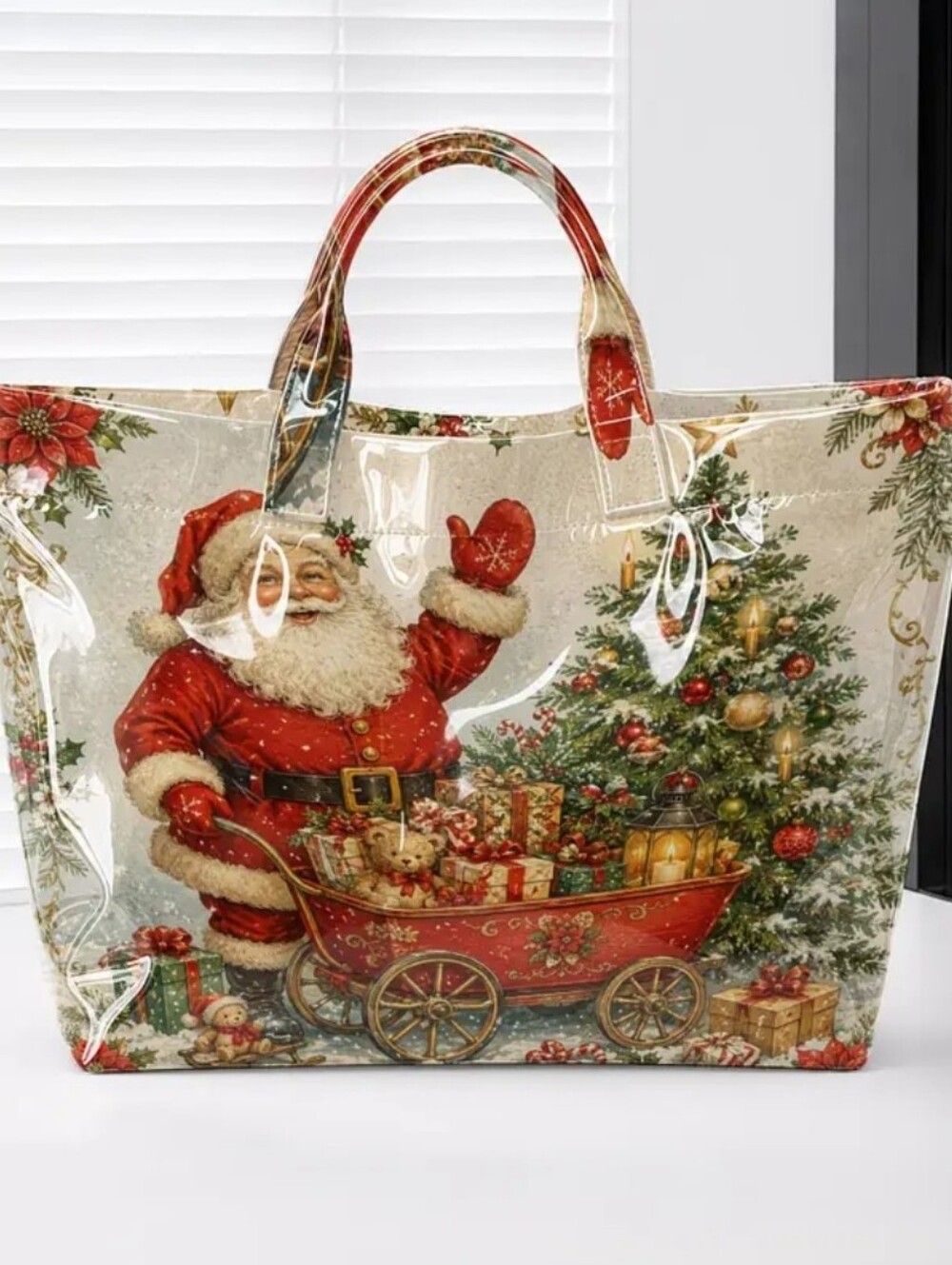 Santa Klaus Daily Commute Tote Vintage Look PVC Large Hamd Bag